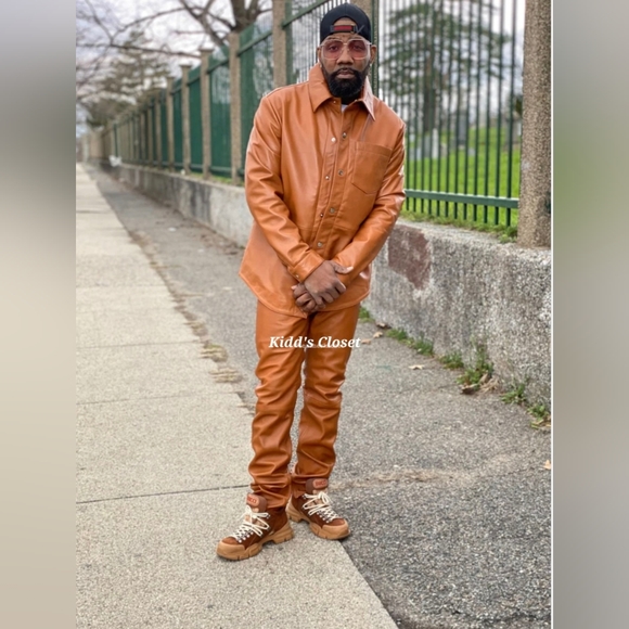 Shirts Mens Luca Leather Shirt And Pants Set Saddle Brown Poshmark